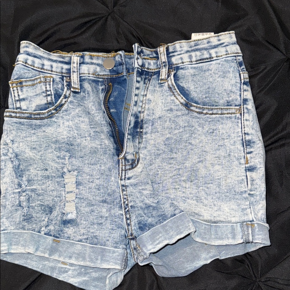 SHEIN Light Blue Distressed Jean Shorts